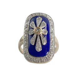 Bague d'occasion 2 or 750 diamants lapis lazuli