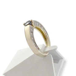 Bague d'occasion or 750 et rhodié saphir