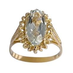 Bague d'occasion or 750 jaune aigue marine