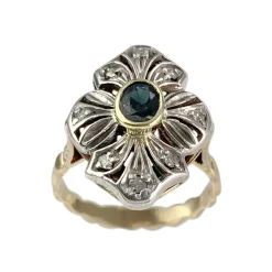 Bague d'occasion or 750 jaune argent 925 saphir diamants