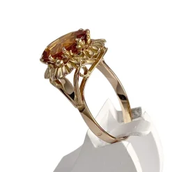 Bague d'occasion or 750 jaune corindon synthétique orange