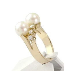 Bague d'occasion or 750 jaune diamants perles de culture