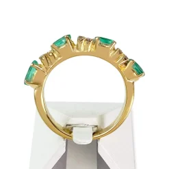 Bague d'occasion or 750 jaune diamants émeraudes