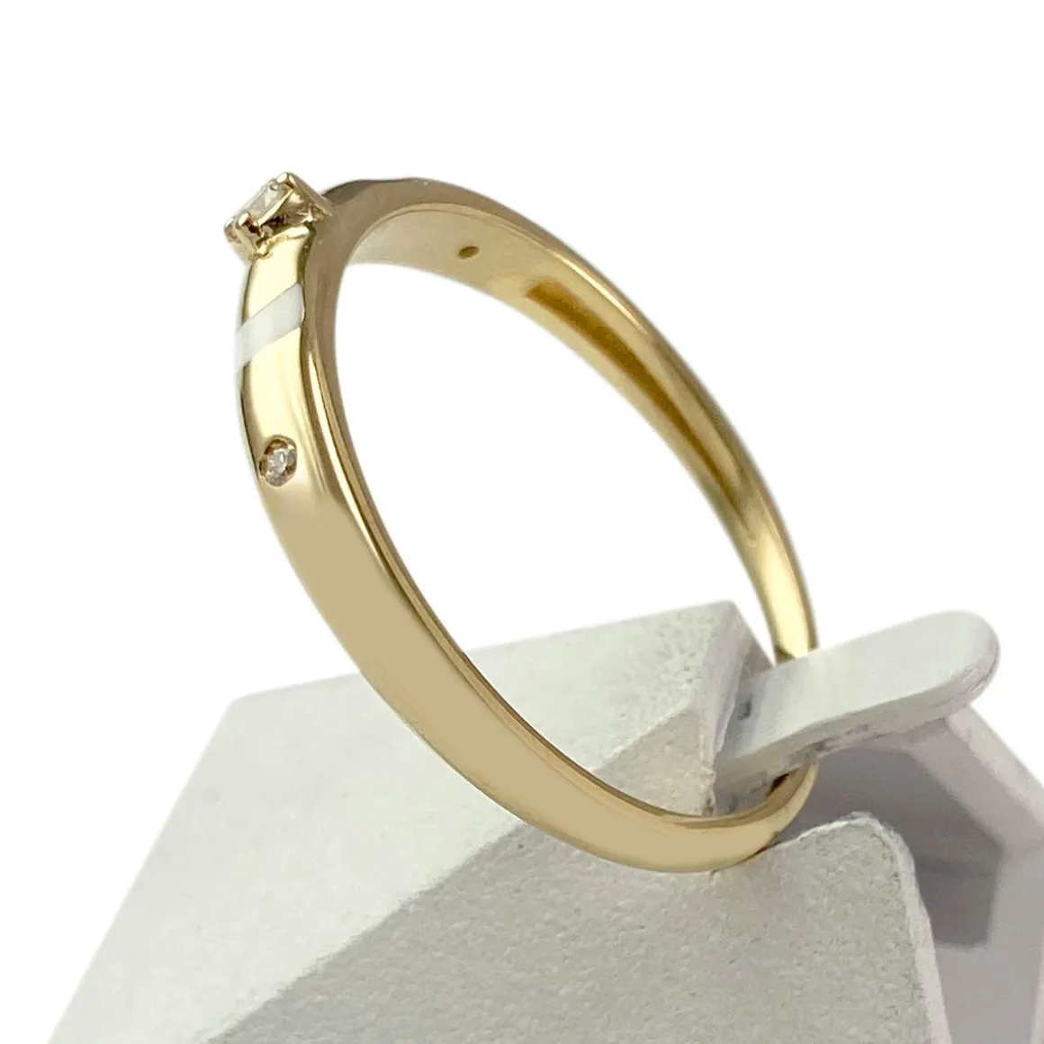 Bague d'occasion or 750 jaune diamant synthetique