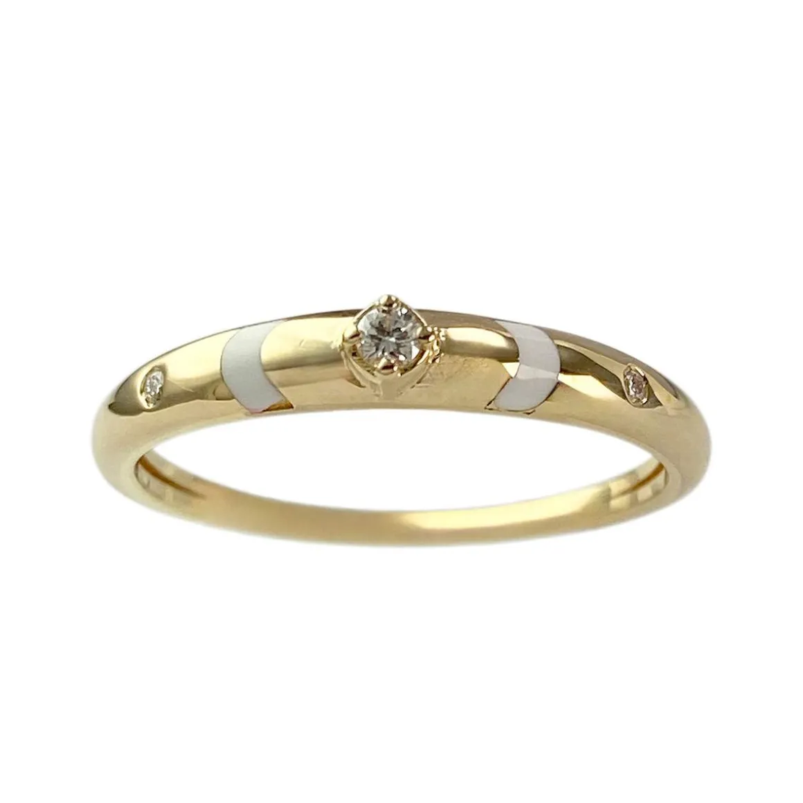Bague d'occasion or 750 jaune diamant synthetique