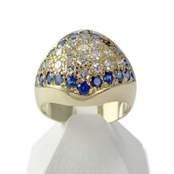 Bague d'occasion or 750 jaune diamants et saphirs