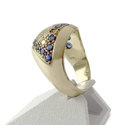 Bague d'occasion or 750 jaune diamants et saphirs