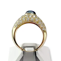 Bague d'occasion or 750 jaune diamants saphir