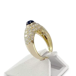Bague d'occasion or 750 jaune diamants saphir