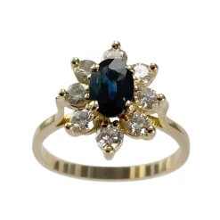 Bague d'occasion or 750 jaune diamant saphir