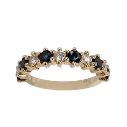 Bague d'occasion or 750 jaune diamant saphir
