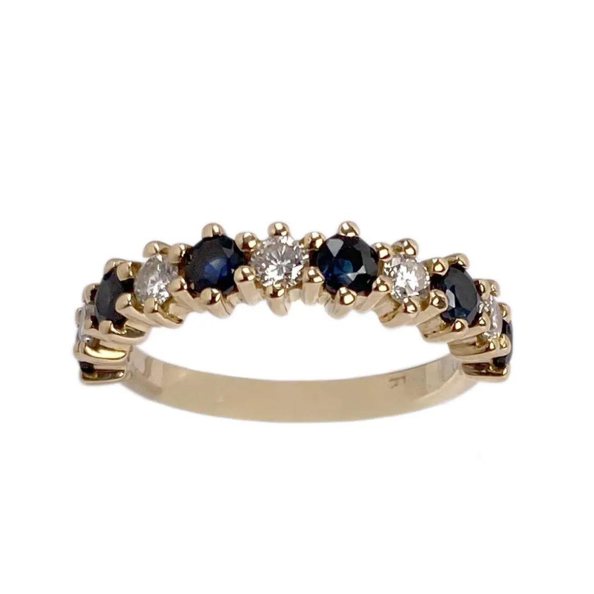 Bague d'occasion or 750 jaune diamant saphir