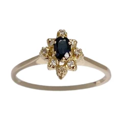 Bague d'occasion or 750 jaune diamant saphir