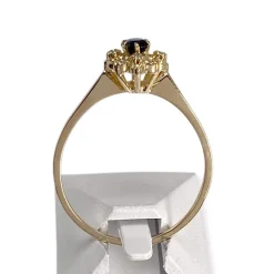 Bague d'occasion or 750 jaune diamant saphir