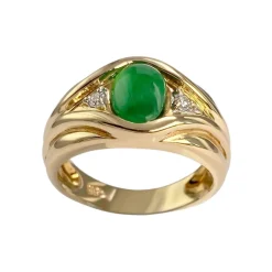 Bague d'occasion or 750 jaune diamant jade