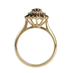 Bague d'occasion or 750 jaune diamants saphirs