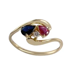 Bague d'occasion or 750 jaune diamant rubis saphir
