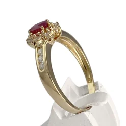 Bague d'occasion or 750 jaune diamants, rubis