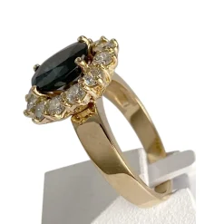 Bague d'occasion or 750 jaune diamant saphir