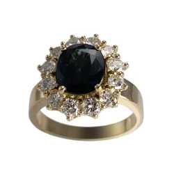 Bague d'occasion or 750 jaune diamant saphir