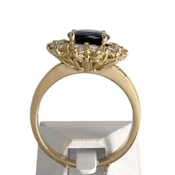 Bague d'occasion or 750 jaune diamant saphir