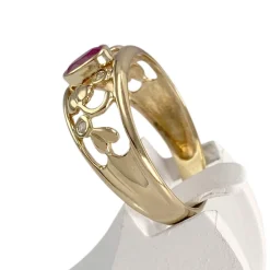 Bague d'occasion or 750 jaune diamants et rubis