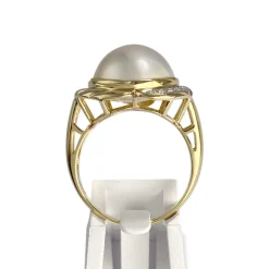 Bague d'occasion or 750 jaune diamants perle de culture