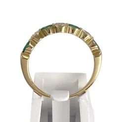Bague d'occasion or 750 jaune diamants émeraudes