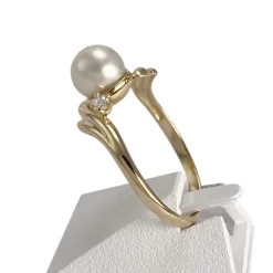 Bague d'occasion or 750 jaune diamants perle de culture