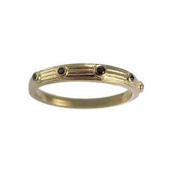 Bague d'occasion or 750 jaune diamants noirs traités