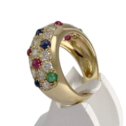 Bague d'occasion or 750 jaune diamants, émeraudes, rubis, saphirs
