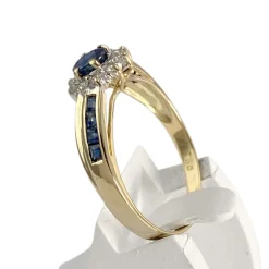 Bague d'occasion or 750 jaune diamants saphirs