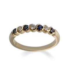 Bague d'occasion or 750 jaune diamants saphirs