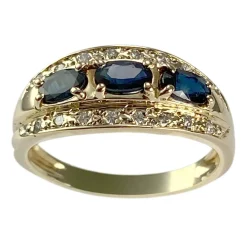 Bague d'occasion or 750 jaune diamants, saphirs