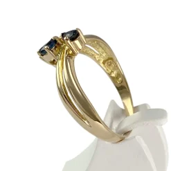 Bague d'occasion or 750 jaune diamants, saphirs