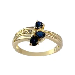 Bague d'occasion or 750 jaune diamants, saphirs