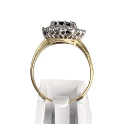 Bague d'occasion or jaune 750 et chaton or blanc 585 saphir diamants