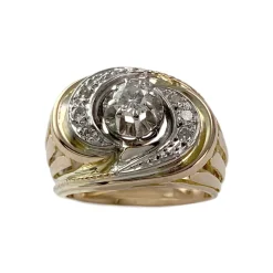 Bague d'occasion or 750 jaune et platine diamant