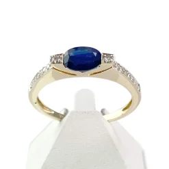 Bague d'occasion or 750 jaune et rhodié saphir diamants