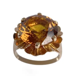 Bague d'occasion or 750 jaune fleur corindon synthétique