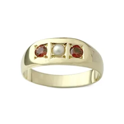 Bague d'occasion or 750 jaune grenat 1/2 perle de culture