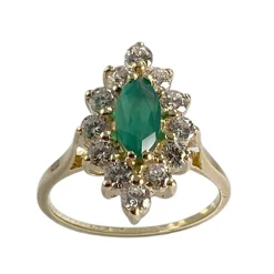 Bague d'occasion or 750 jaune marquise agate zirconias
