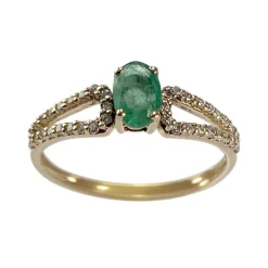 Bague d'occasion or 375 jaune émeraude, zirconias