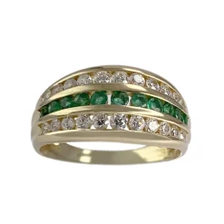 Bague d'occasion or 750 jaune émeraudes zirconias