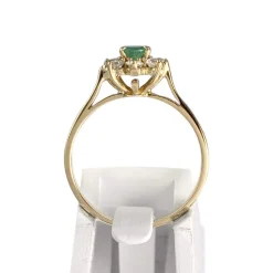 Bague d'occasion or 750 jaune émeraude et diamants