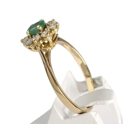 Bague d'occasion or 750 jaune émeraude et diamants