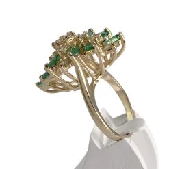 Bague d'occasion or 585 jaune émeraudes, diamants
