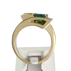 Bague d'occasion or 750 jaune émeraude diamants