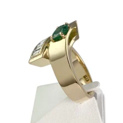 Bague d'occasion or 750 jaune émeraude diamants