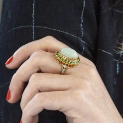 Bague d'occasion or 750 jaune opale tsavorite diamants